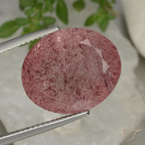 13.88ct 자연스러운 로즈 핑크 딸기 석영, 타원형, 투명한