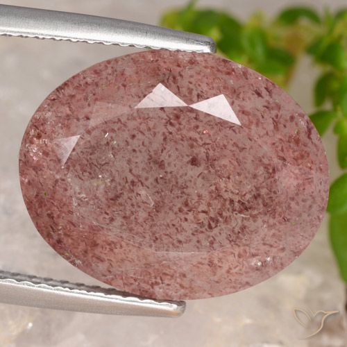 10.20ct 자연스러운 미디엄 핑크 딸기 석영, 타원형, 투명한