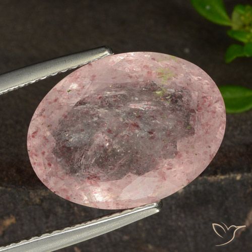 7.80ct 자연스러운 라이트 핑크 딸기 석영, 타원형, 투명한