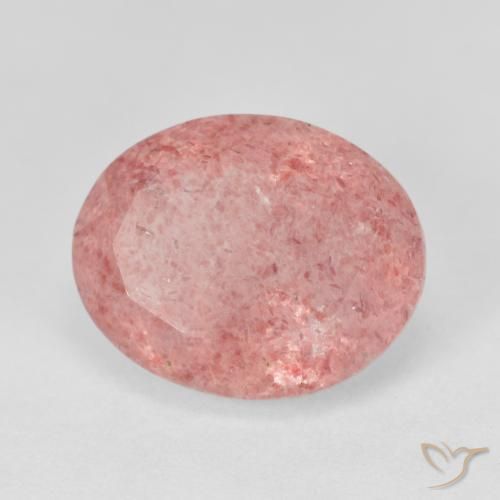 8.02ct 자연스러운 미디엄 핑크 딸기 석영, 타원형, 투명한