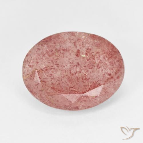 7.35ct 자연스러운 미디엄 핑크 딸기 석영, 타원형, 투명한