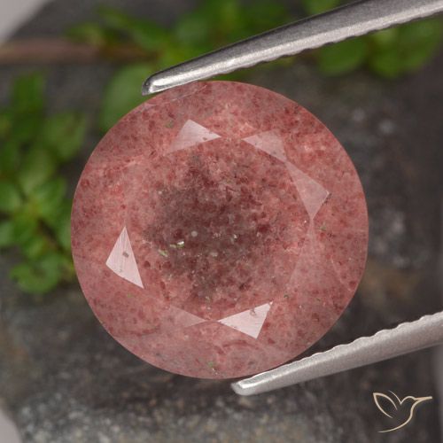 4.73ct 자연스러운 딥 로즈 핑크 딸기 석영, 둥근, 투명한