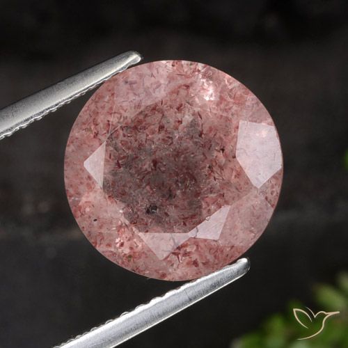 4.28ct 자연스러운 딥 핑크 딸기 석영, 둥근, 투명한