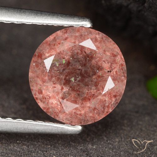 1.96ct 자연스러운 라즈베리 핑크 딸기 석영, 둥근, 투명한