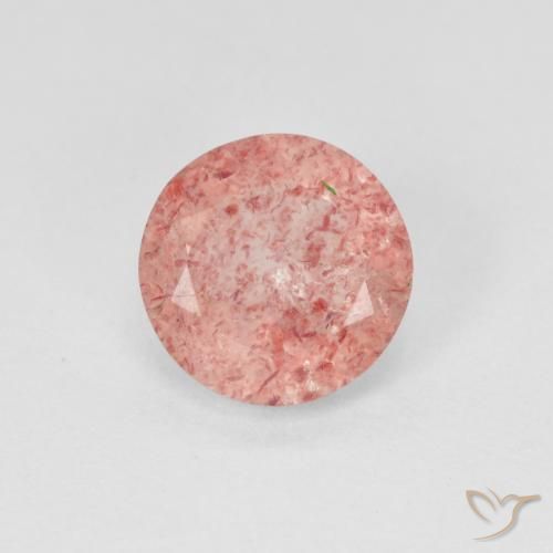 1.87ct 자연스러운 라이트 로즈 핑크 딸기 석영, 둥근, 투명한