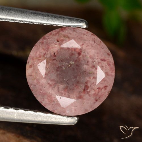 1.84ct 자연스러운 라이트 로즈 핑크 딸기 석영, 둥근, 투명한