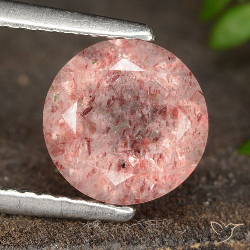 1.84ct 자연스러운 무당벌레 레드 딸기 석영, 둥근, 투명한