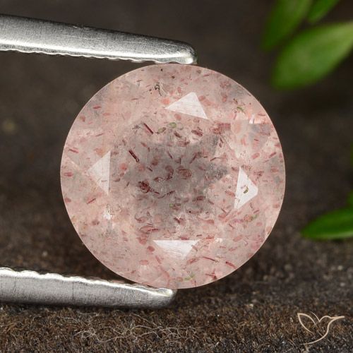 1.80ct 자연스러운 라이트 핑크 딸기 석영, 둥근, 투명한