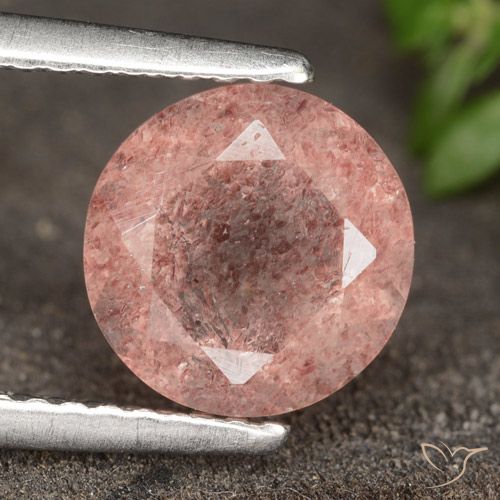 1.83ct 자연스러운 딥 로즈 핑크 딸기 석영, 둥근, 투명한