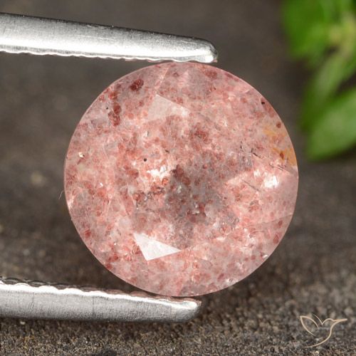 1.73ct 자연스러운 어시 핑크 딸기 석영, 둥근, 투명한