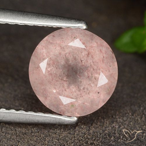 1.93ct 자연스러운 플라밍고 핑크 딸기 석영, 둥근, 투명한