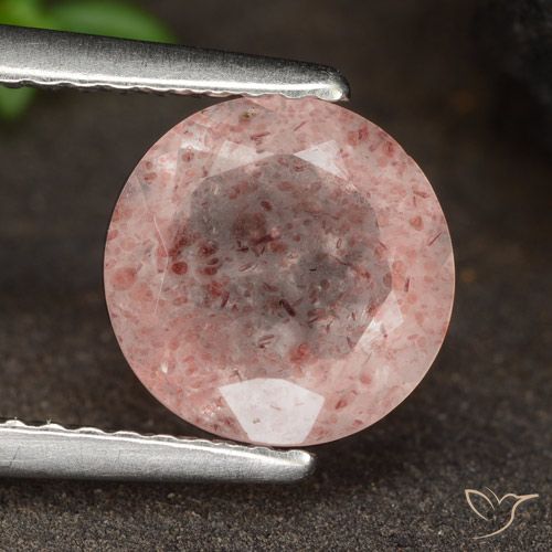 1.78ct 자연스러운 어시 핑크 딸기 석영, 둥근, 투명한