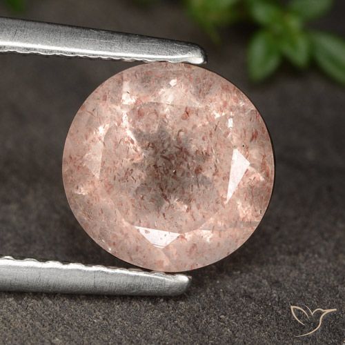 1.72ct 자연스러운 미디엄 라이트 핑크 딸기 석영, 둥근, 투명한