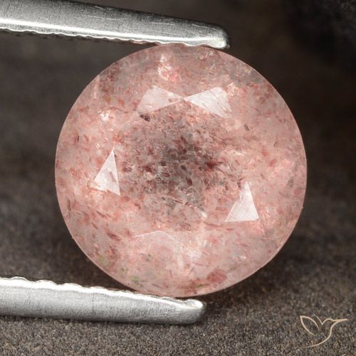 1.88ct 자연스러운 플라밍고 핑크 딸기 석영, 둥근, 투명한