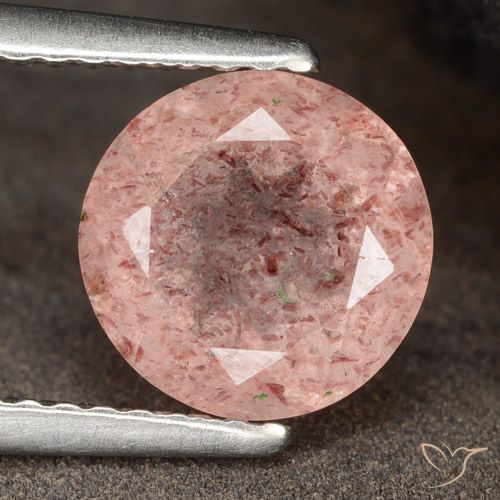 1.98ct 자연스러운 어시 핑크 딸기 석영, 둥근, 투명한