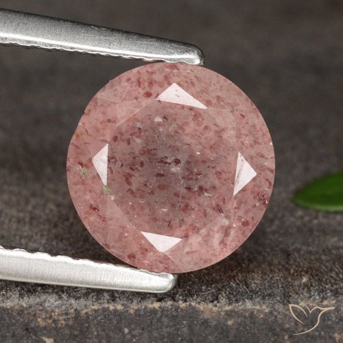1.72ct 자연스러운 라이트 로즈 핑크 딸기 석영, 둥근, 투명한