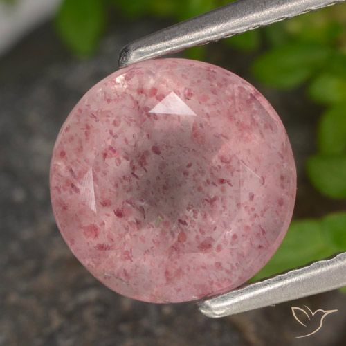 1.90ct 자연스러운 미디엄 라이트 핑크 딸기 석영, 둥근, 투명한