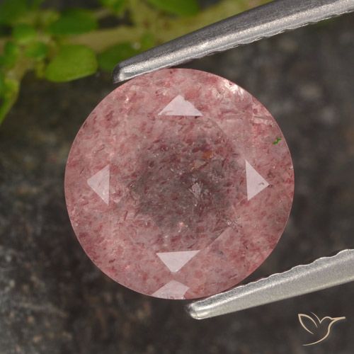1.72ct 자연스러운 로즈 핑크 딸기 석영, 둥근, 투명한