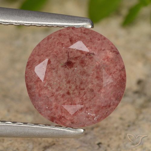 1.81ct 자연스러운 로즈 핑크 딸기 석영, 둥근, 투명한