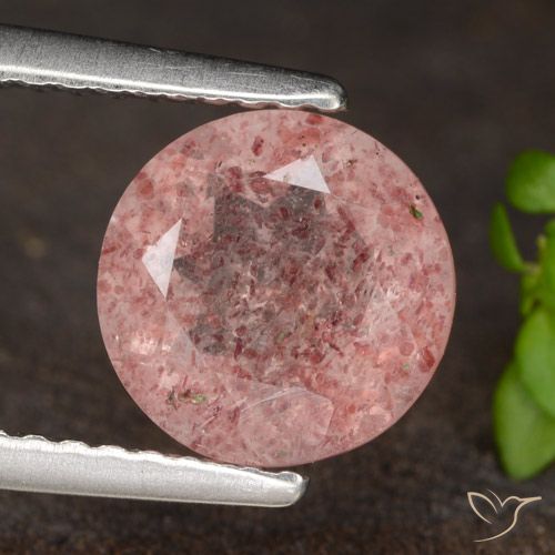 1.69ct 자연스러운 라이트 로즈 핑크 딸기 석영, 둥근, 투명한
