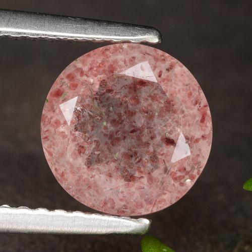 2.00캐럿 천연 미디엄 레드 스트로베리 쿼츠, 라운드 컷, 8.08 mm, 투명한