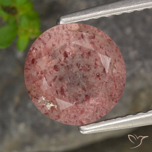 1.78ct 자연스러운 로즈 핑크 딸기 석영, 둥근, 투명한