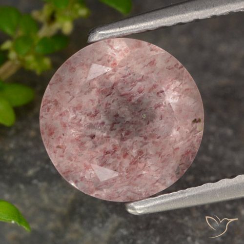 1.90ct 자연스러운 라이트 핑크 딸기 석영, 둥근, 투명한