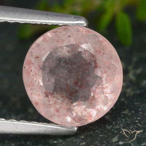1.85ct 자연스러운 라이트 핑크 딸기 석영, 둥근, 투명한