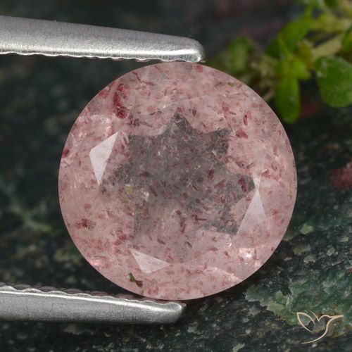 1.70ct 자연스러운 라이트 핑크 딸기 석영, 둥근, 투명한