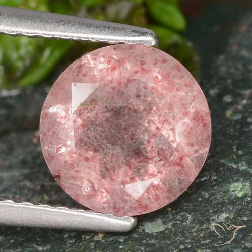 1.62ct 자연스러운 라이트 핑크 딸기 석영, 둥근, 투명한