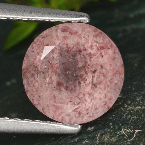 1.73ct 자연스러운 어시 핑크 딸기 석영, 둥근, 투명한
