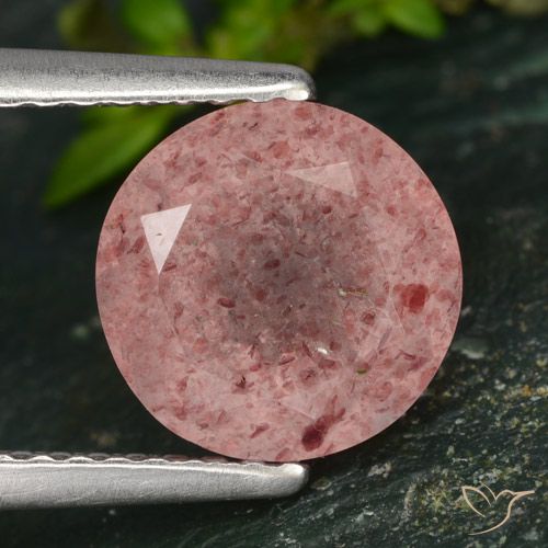 2.16ct 자연스러운 딥 로즈 핑크 딸기 석영, 둥근, 투명한