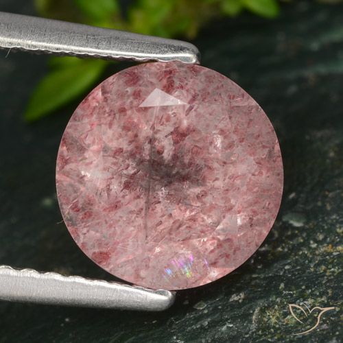 1.96ct 자연스러운 로즈 핑크 딸기 석영, 둥근, 투명한