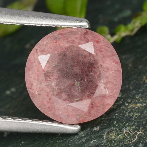 1.77ct 자연스러운 로즈 핑크 딸기 석영, 둥근, 투명한