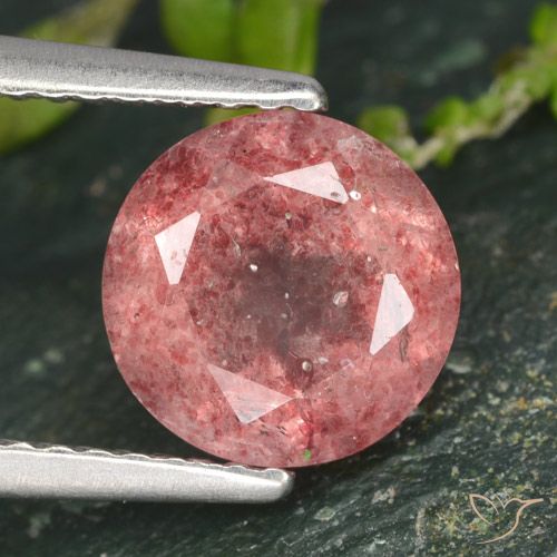 1.77ct 자연스러운 로즈 핑크 딸기 석영, 둥근, 투명한