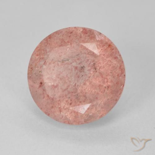 4.95ct 자연스러운 미디엄 핑크 딸기 석영, 둥근, 투명한