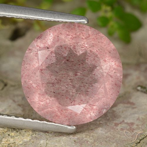 4.16ct 자연스러운 어시 핑크 딸기 석영, 둥근, 투명한