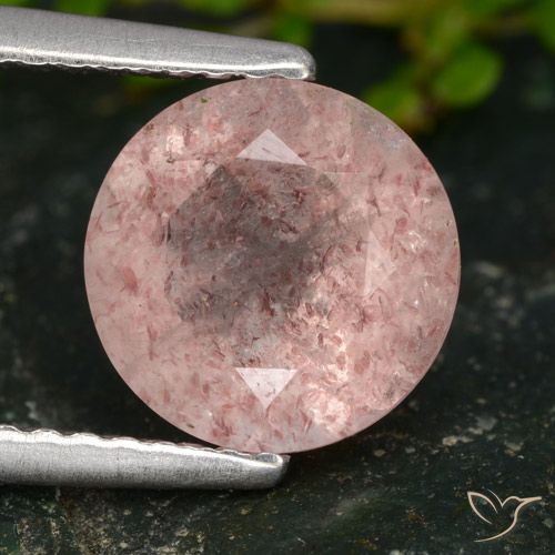 1.73ct 자연스러운 라이트 핑크 딸기 석영, 둥근, 투명한