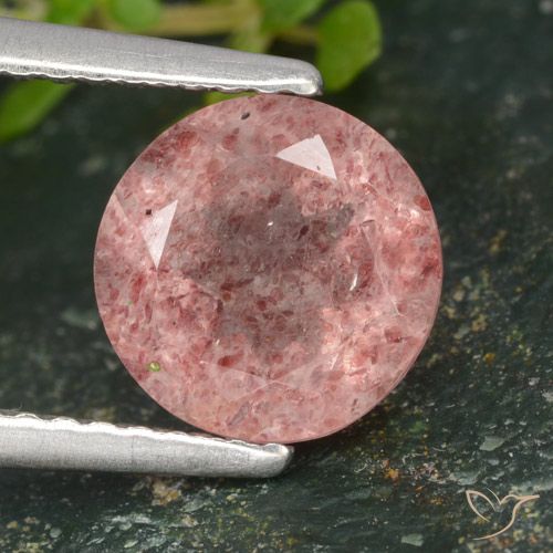 1.80ct 자연스러운 어시 핑크 딸기 석영, 둥근, 투명한
