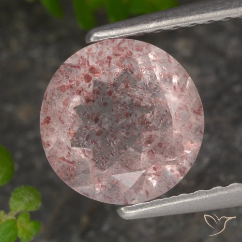 1.82ct 자연스러운 라이트 핑크 딸기 석영, 둥근, 투명한