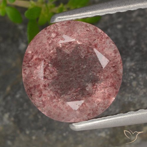 1.78ct 자연스러운 로즈 핑크 딸기 석영, 둥근, 투명한