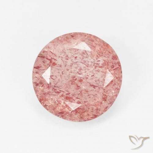 1.58ct 자연스러운 어시 핑크 딸기 석영, 둥근, 투명한