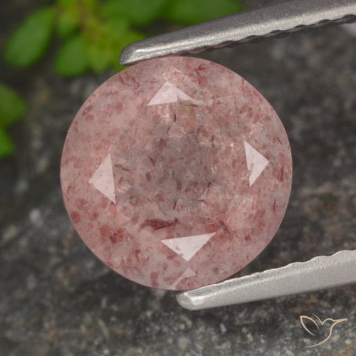 1.85ct 자연스러운 라이트 핑크 딸기 석영, 둥근, 투명한