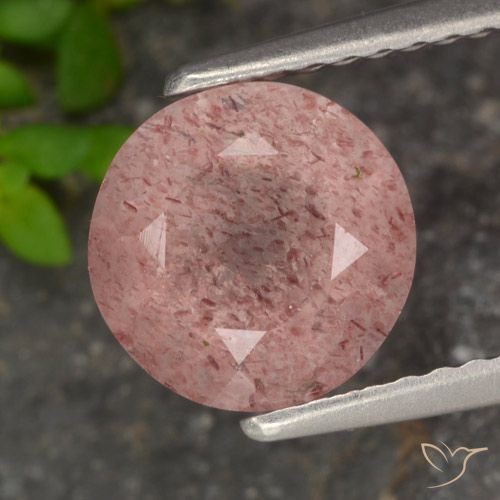 1.80ct 자연스러운 어시 핑크 딸기 석영, 둥근, 투명한
