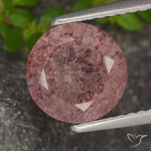 1.94ct 자연스러운 미디엄 핑크 딸기 석영, 둥근, 투명한