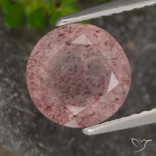 1.71ct 자연스러운 핑크 톤 딸기 석영, 둥근, 투명한