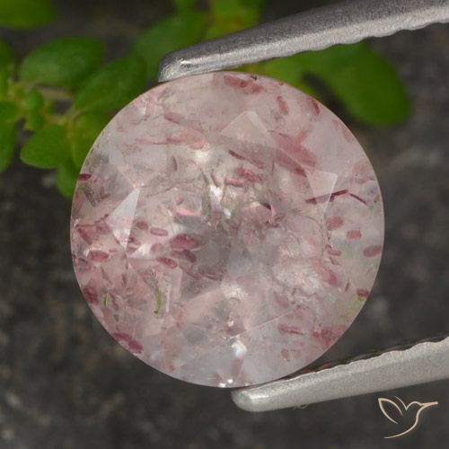 1.72ct 자연스러운 라이트 핑크 딸기 석영, 둥근, 투명한