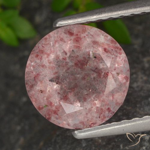 1.89ct 자연스러운 로즈 핑크 딸기 석영, 둥근, 투명한
