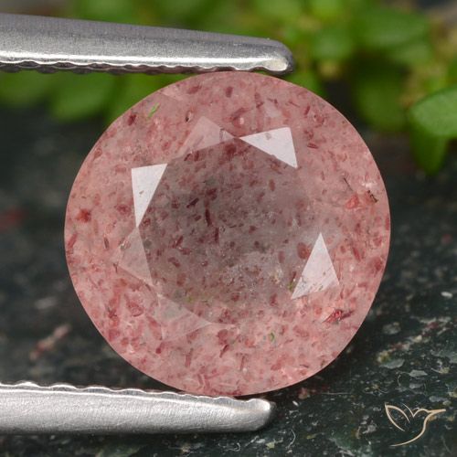 1.89ct 자연스러운 로즈 핑크 딸기 석영, 둥근, 투명한
