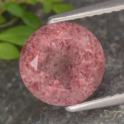 1.79ct 자연스러운 로즈 핑크 딸기 석영, 둥근, 투명한